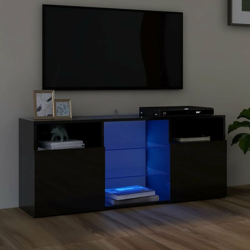 

Mueble para TV con luces LED negro brillante 120x30x50 cm