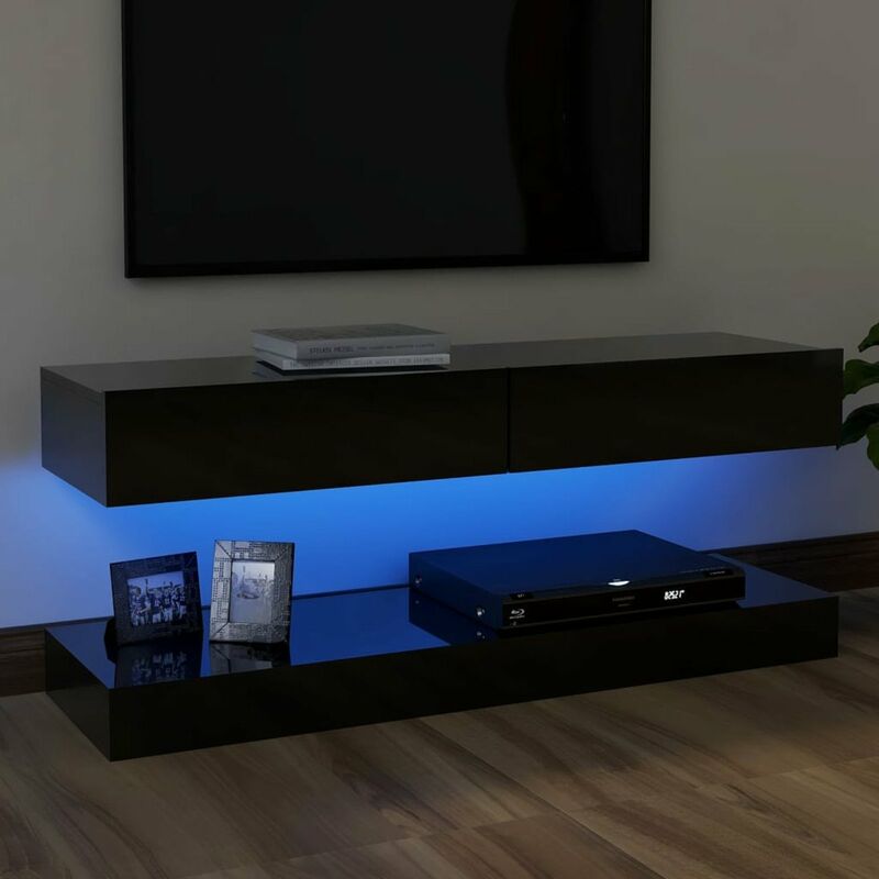 

Mueble para TV con luces LED negro brillante 120x35 cm