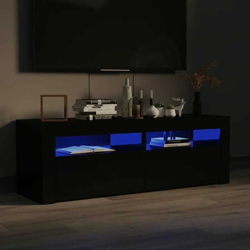 

Mueble para TV con luces LED negro brillante 120x35x40 cm