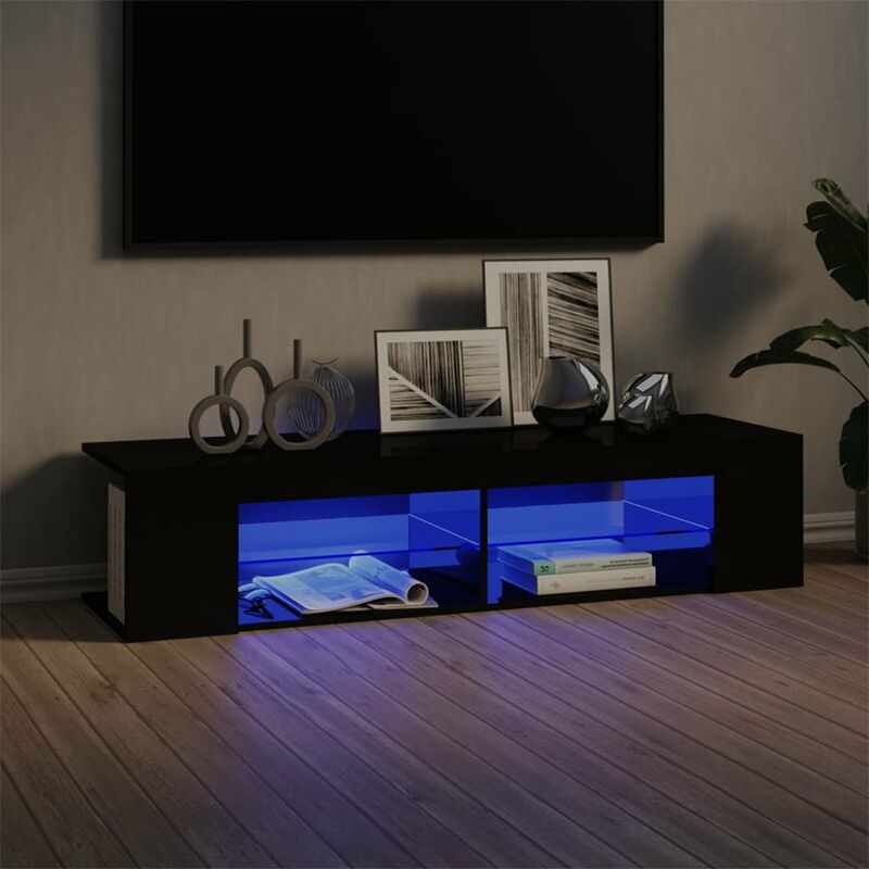 

Mueble para TV con luces LED negro brillante 135x39x30 cm
