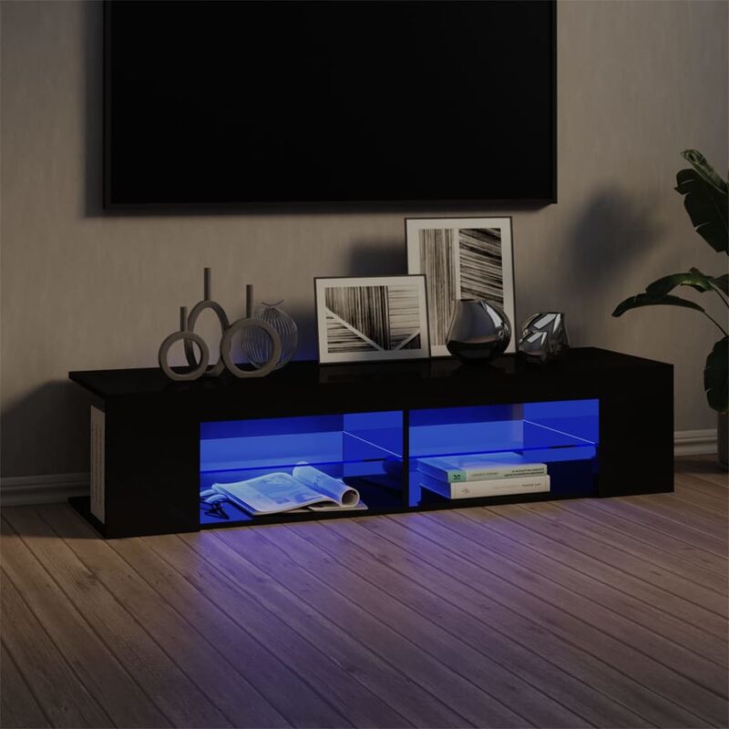 

Mueble para TV con luces LED negro brillante 135x39x30 cm