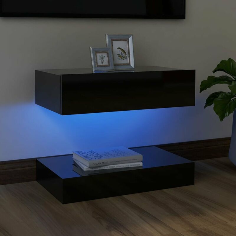 

Mueble para TV con luces LED negro brillante 60x35 cm