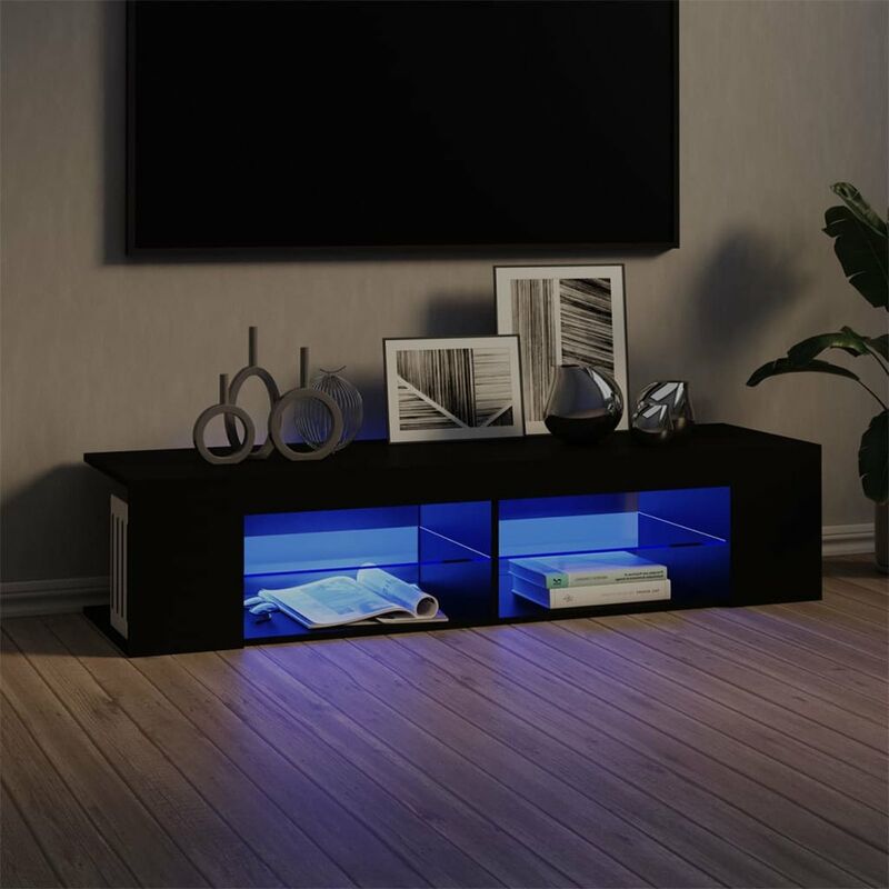 

Mueble para TV con luces LED negro claro 135x39x30 cm