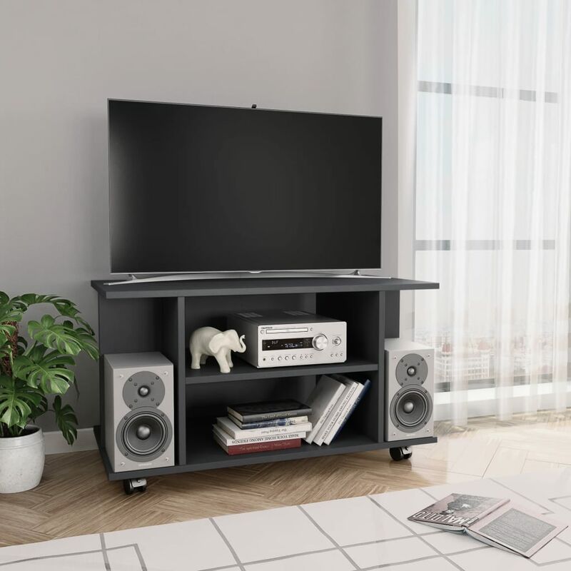 

Mueble para TV con ruedas aglomerado gris 80x40x40 cm