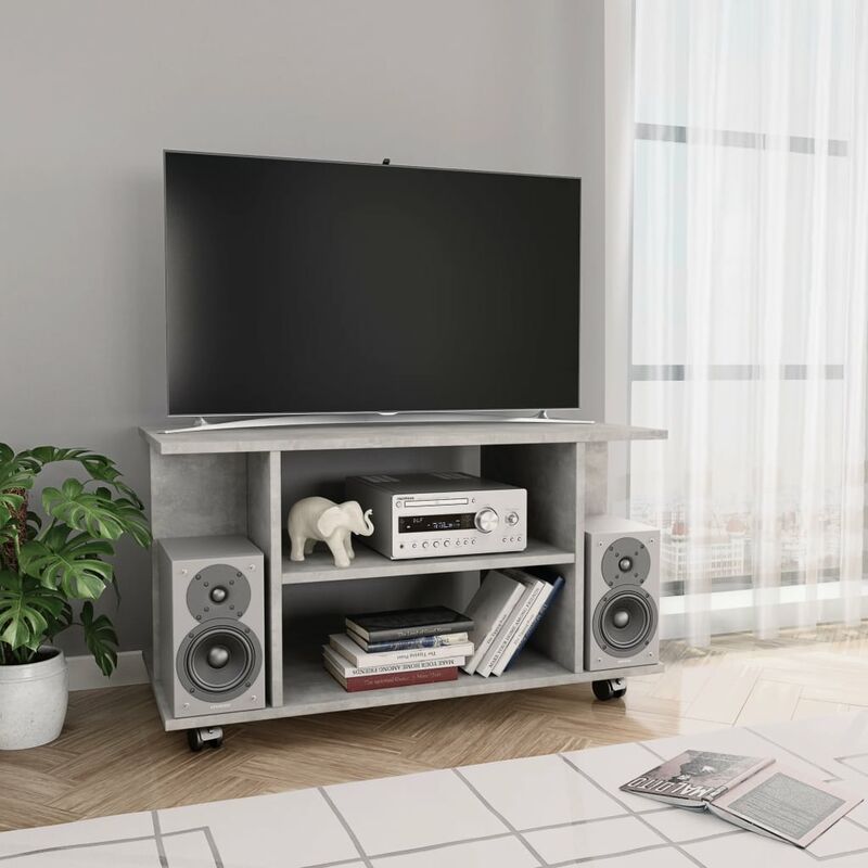 

Mueble para TV con ruedas aglomerado gris hormigón 80x40x40 cm - Gris
