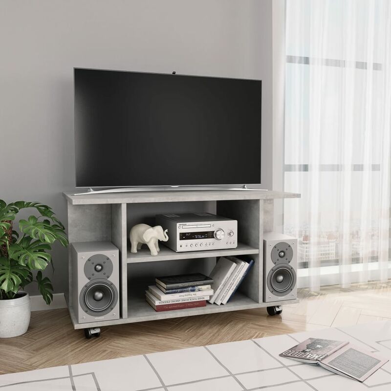 

Mueble para TV con ruedas aglomerado gris hormigón 80x40x40 cm