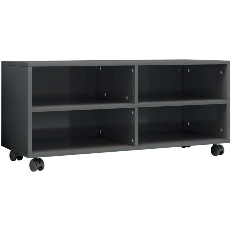

Mueble para TV con Ruedas Aglomerado 90x35x35 cm Gris Brillante - Gris - Vidaxl