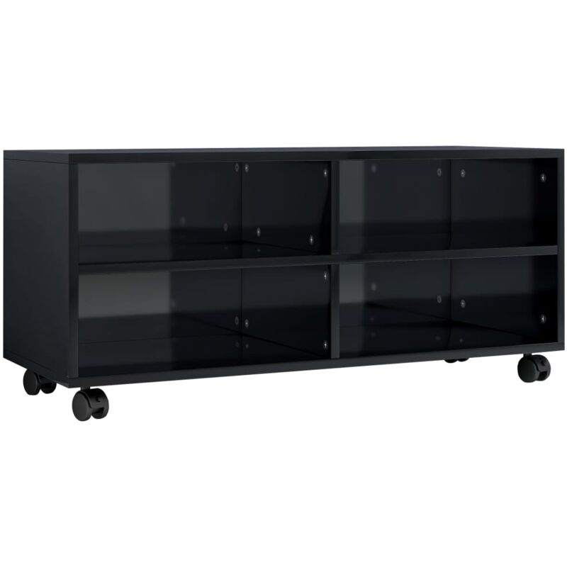 

Mueble para TV con Ruedas Aglomerado 90x35x35 cm Negro Brillante - Negro - Vidaxl