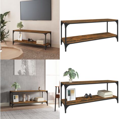 Mueble para TV contrachapada y acero roble ahumado 100x33x41 cm - Mueble industrial - Estantería