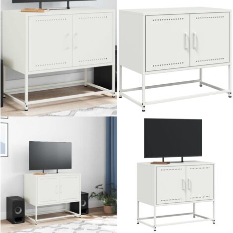 Mueble para TV de acero blanco 68,5x39x60,5 cm - Mueble industrial - Acero