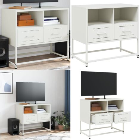 Mueble para TV de acero blanco 68x39x60,5 cm - Mueble industrial - Acero