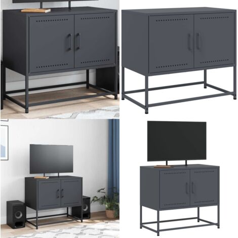 Mueble para TV de acero gris antracita 68,5x39x60,5 cm - Mueble industrial - Acero gris