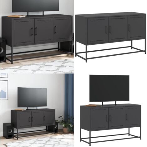 Mueble para TV de acero negro 100,5x39x60,5 cm - Mueble industrial - Acero negro