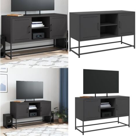 Mueble para TV de acero negro 100,5x39x60,5 cm - Mueble industrial - Acero negro