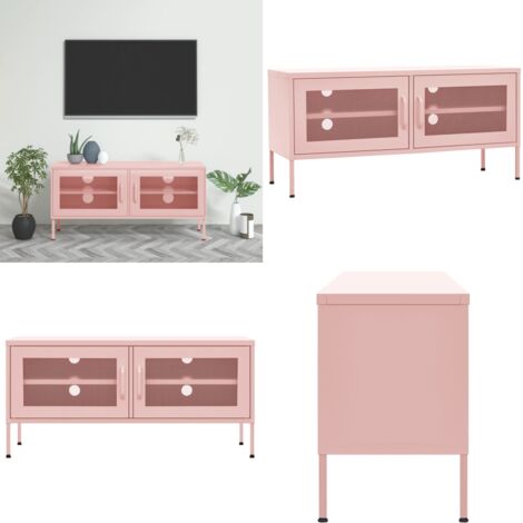 Mueble para TV de acero rosa 105x35x50 cm - Mueble de acero - Mueble rosa