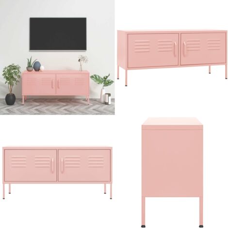 Mueble para TV de acero rosa 105x35x50 cm - Mueble de acero - Mueble rosa
