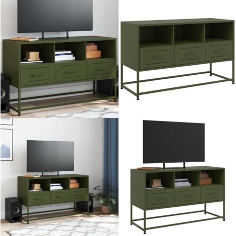 Mueble para TV de acero verde oliva 100,5x39x60,5 cm - Mueble industrial - Acero verde oliva