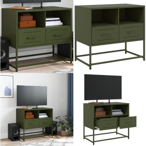 Mueble para TV de acero verde oliva 68x39x60,5 cm - Acero verde oliva - Mueble industrial