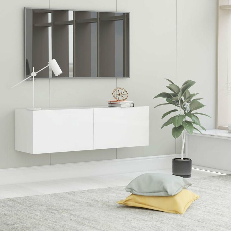 

Mueble para TV de aglomerado blanco 100x30x30 cm
