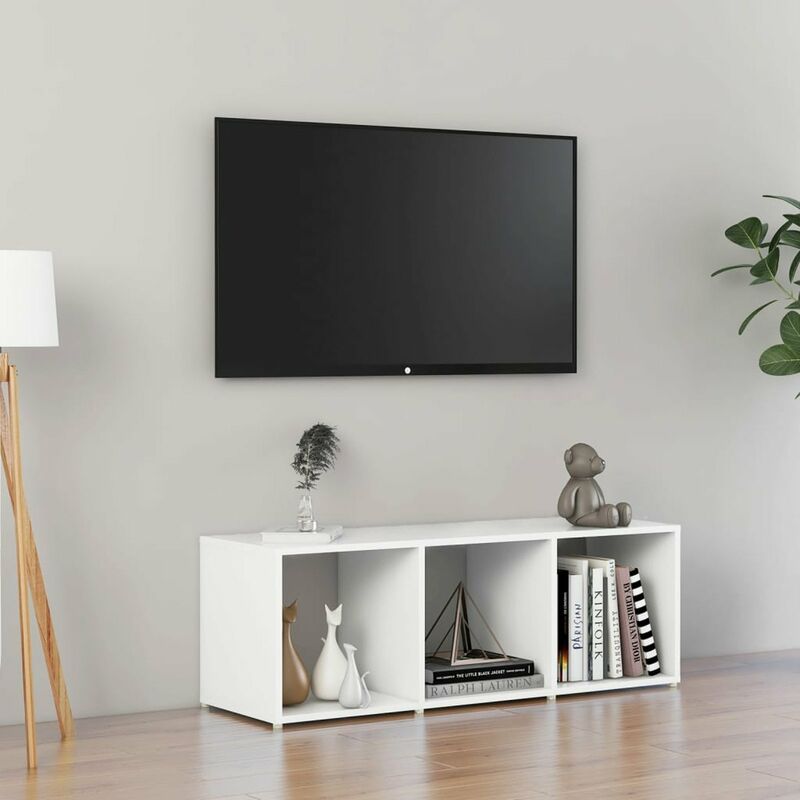 

Mueble para TV de aglomerado blanco 107x35x37 cm
