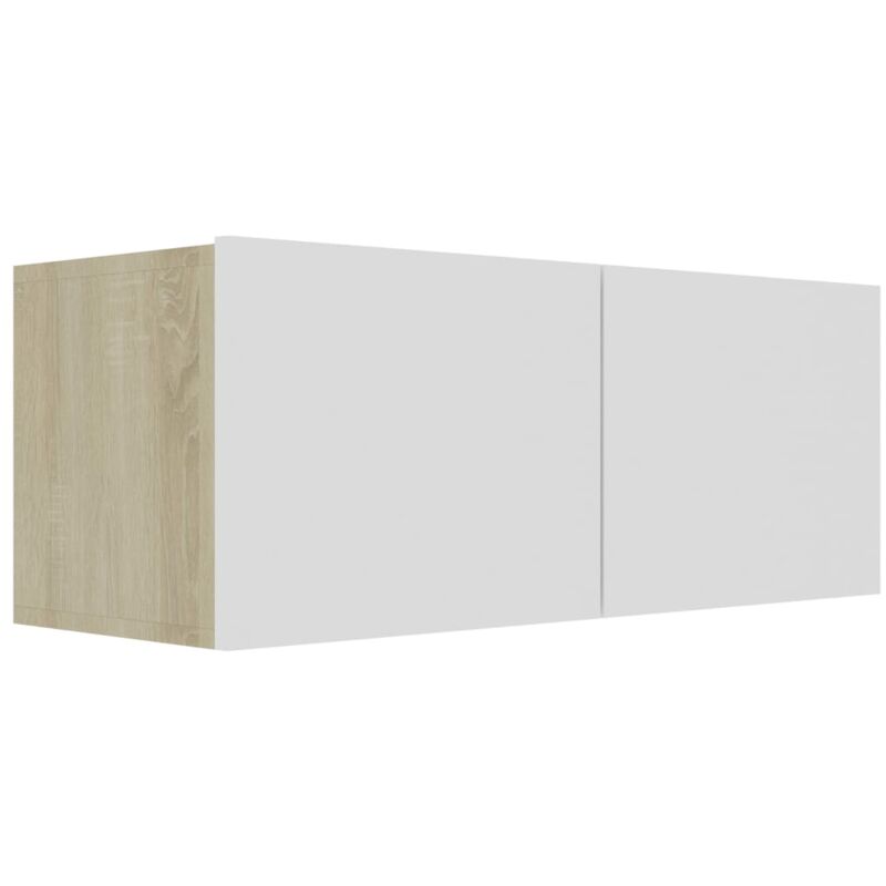 

Mueble para TV de Aglomerado Blanco y Roble Sonoma 80x30x30 cm - Blanco - Vidaxl