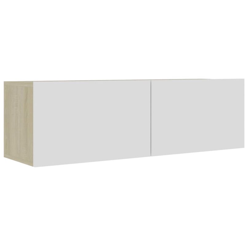 

Mueble para TV de Aglomerado Blanco y Roble Sonoma 100x30x30 cm - Blanco - Vidaxl