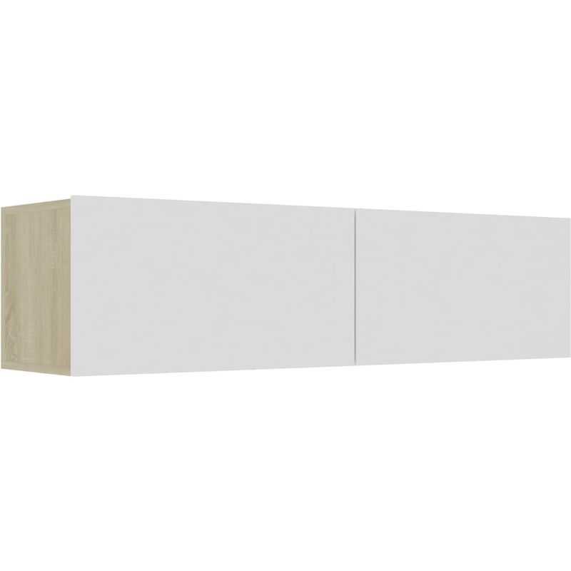 

vidaXL Mueble para TV de Aglomerado Blanco y Roble Sonoma 120x30x30 cm - Blanco