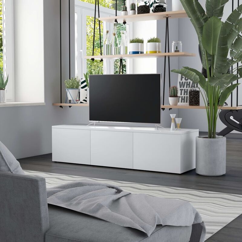 

Mueble para TV de aglomerado blanco 120x34x30 cm