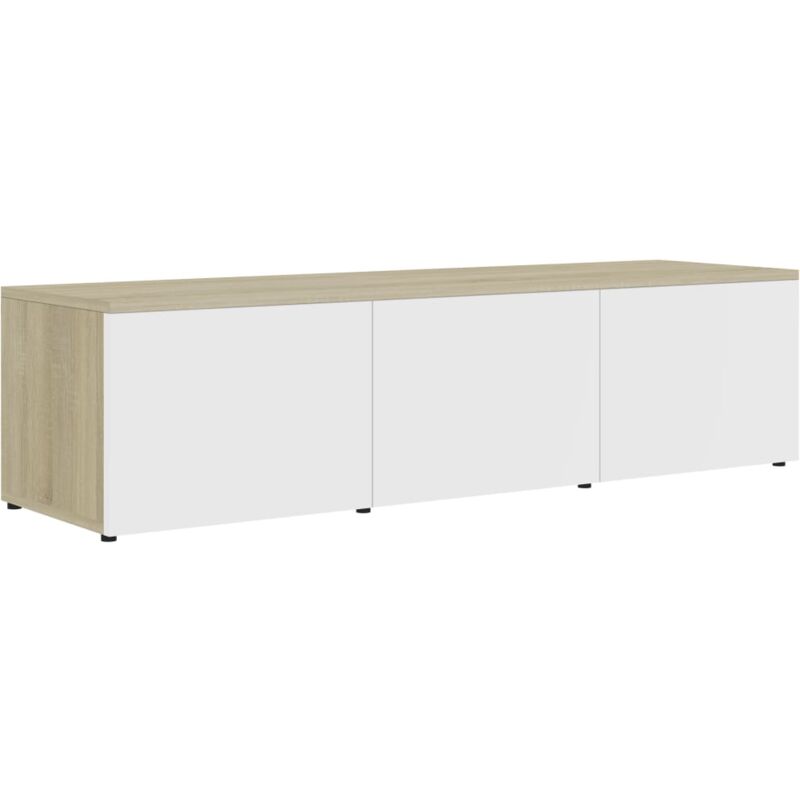 

vidaXL Mueble para TV de Aglomerado 120x34x30 cm Blanco y Roble Sonoma - Blanco