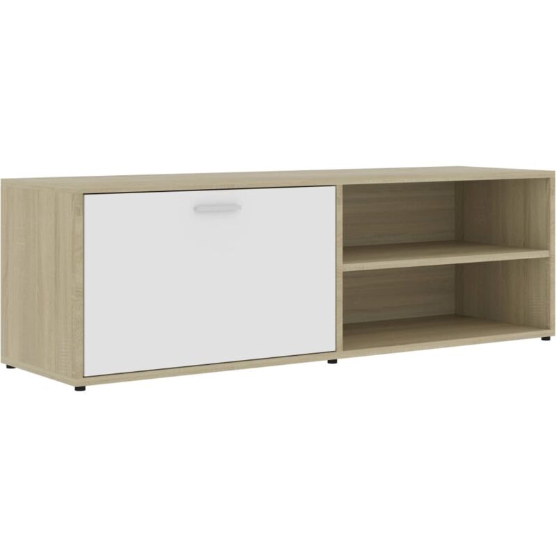 

Mueble para TV de Aglomerado 120x34x37 cm Blanco y Roble Sonoma - Blanco - Vidaxl