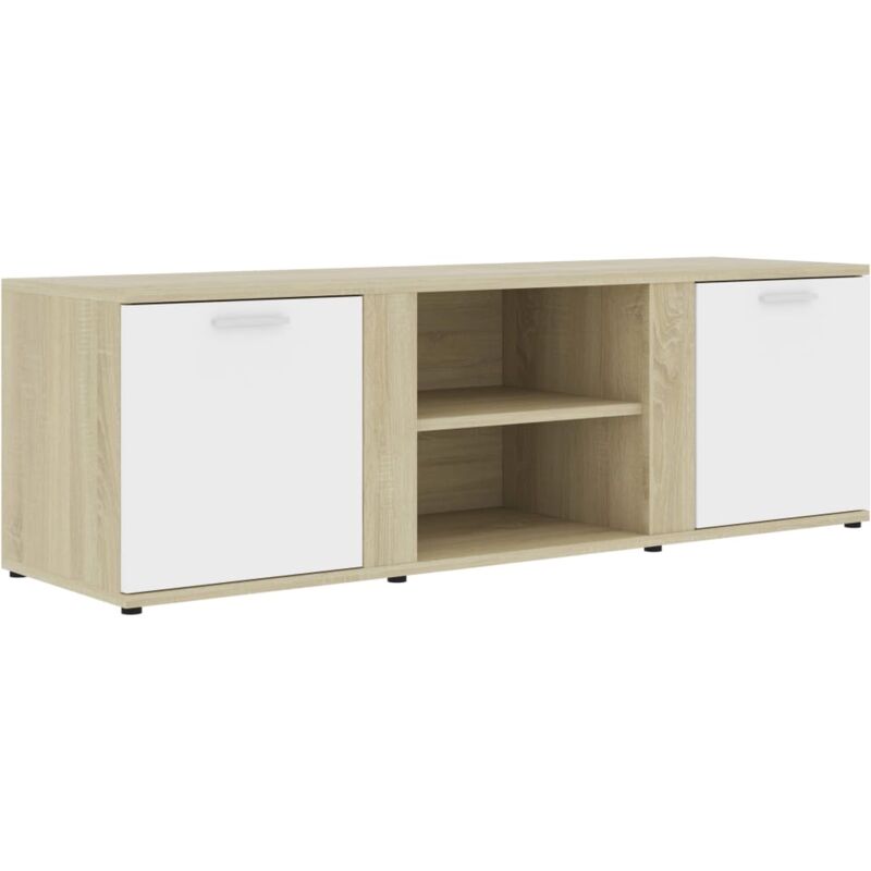 

Mueble para TV de Aglomerado 120x34x37 cm Blanco y Roble Sonoma - Blanco - Vidaxl