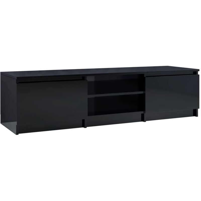 

vidaXL Mueble para TV de Aglomerado 140x40x35,5 cm Negro Brillante - Negro