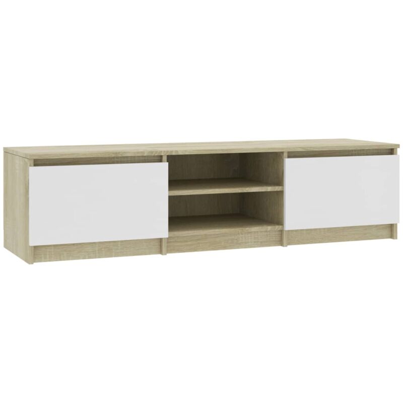 

Mueble para TV de Aglomerado 140x40x35,5 cm Blanco y Roble Sonoma - Multicolor - Vidaxl