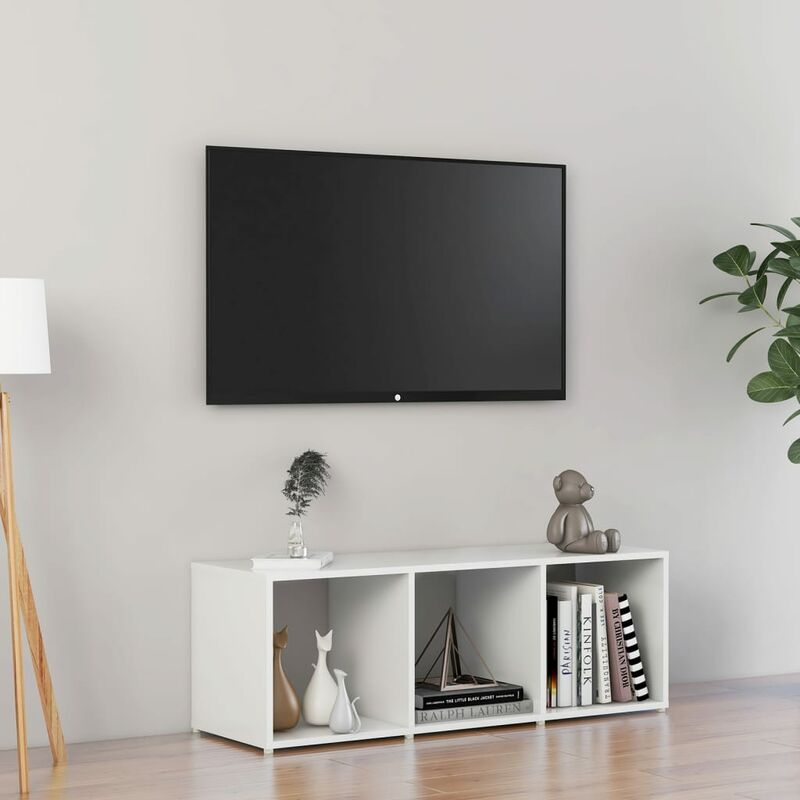 

Mueble para TV de aglomerado blanco brillante 107x35x37 cm