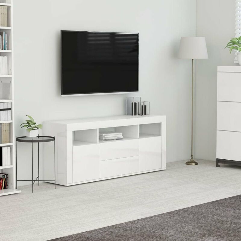 

Happyshopping - Mueble para TV de aglomerado blanco brillante 120x30x50 cm