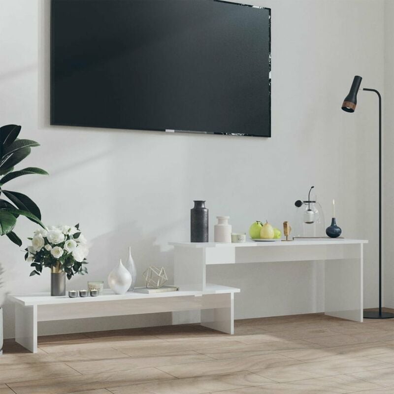 

Mueble para TV de aglomerado blanco brillante 180x30x43 cm
