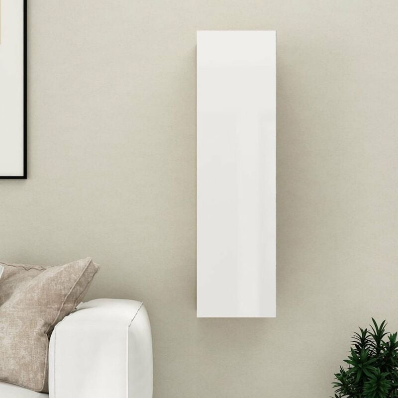 

Mueble para TV de aglomerado blanco brillante 30,5x30x110 cm