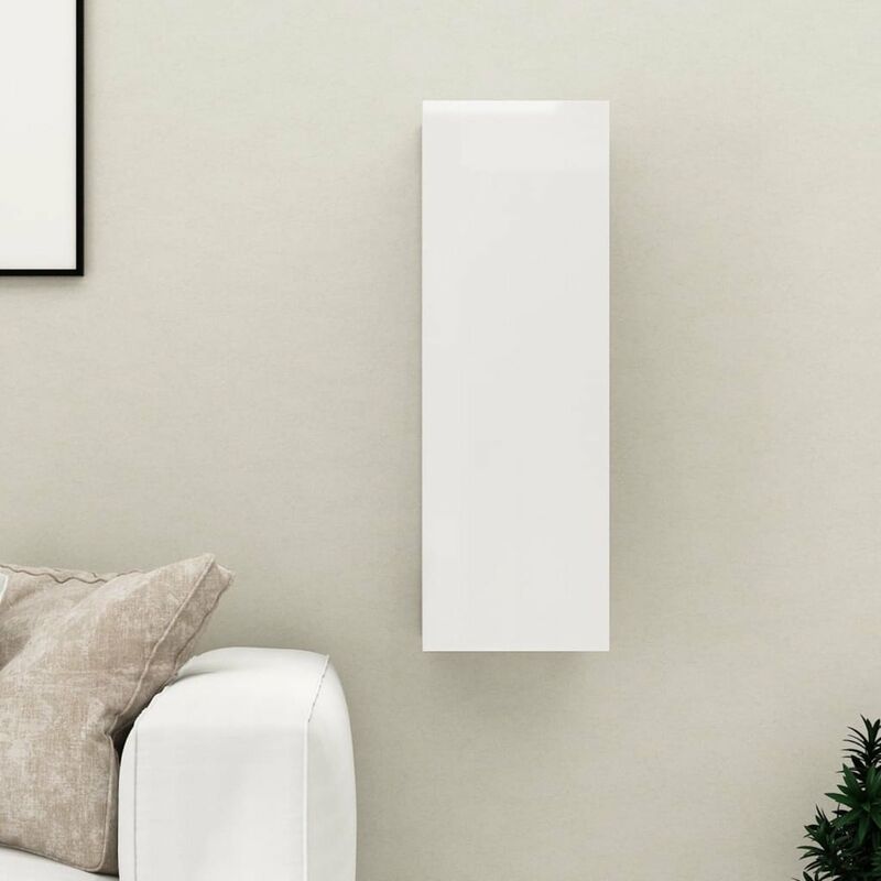 

Mueble para TV de aglomerado blanco brillante 30,5x30x90 cm