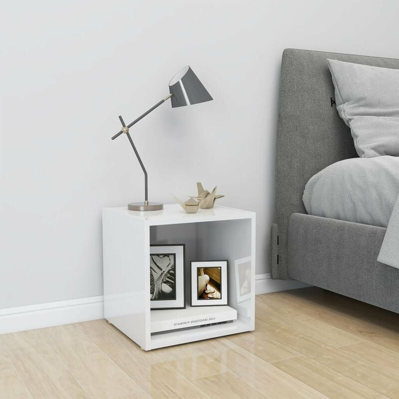 

Mueble para TV de aglomerado blanco brillante 37x35x37 cm