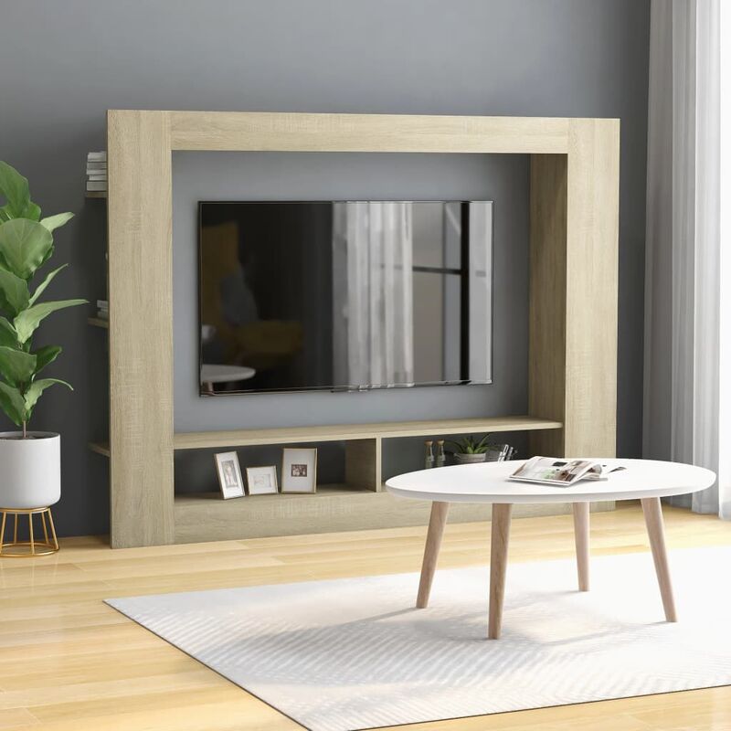 

Mueble para TV de aglomerado color roble Sonoma 152x22x113 cm