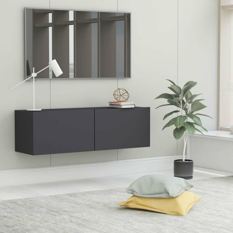 

Mueble para TV de aglomerado gris 100x30x30 cm