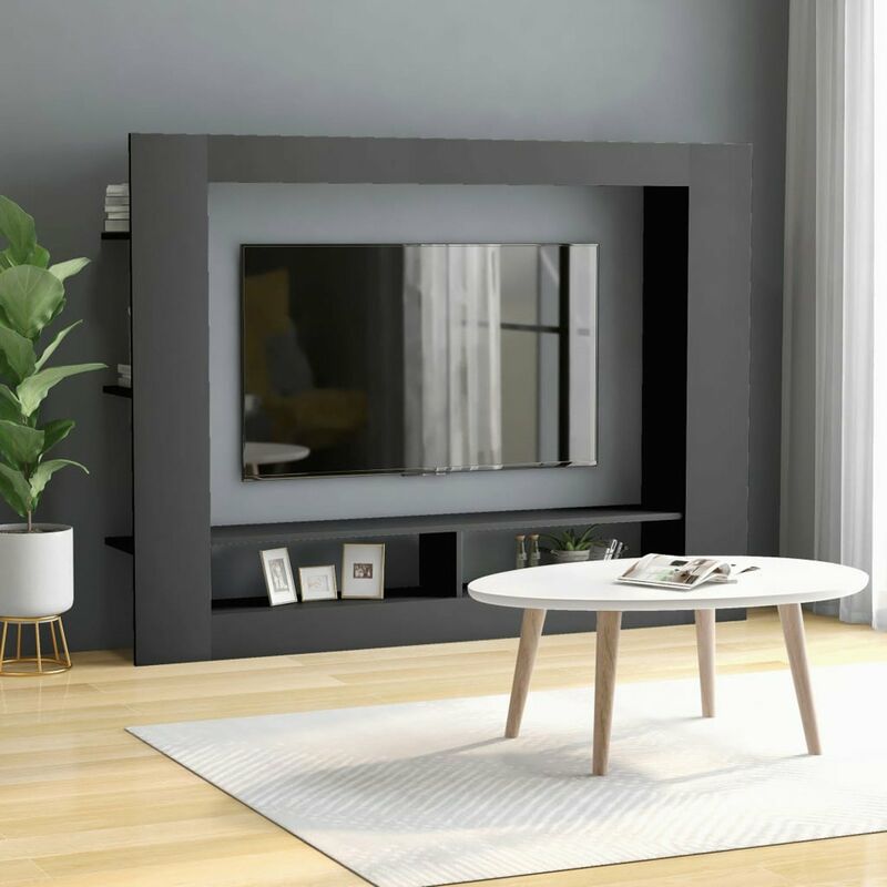 

Mueble para TV de aglomerado gris 152x22x113 cm