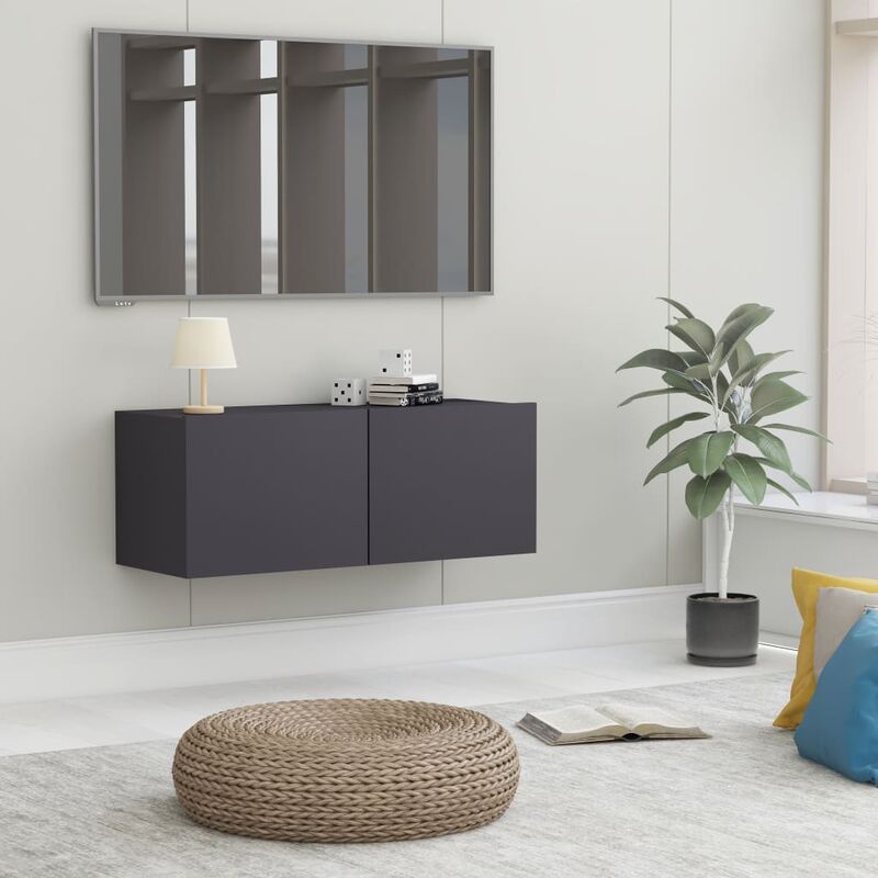 

Mueble para TV de aglomerado gris 80x30x30 cm