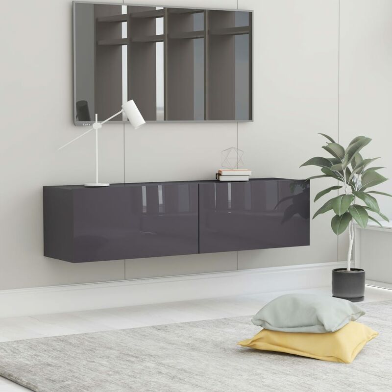 

Mueble para TV de aglomerado gris brillante 120x30x30 cm