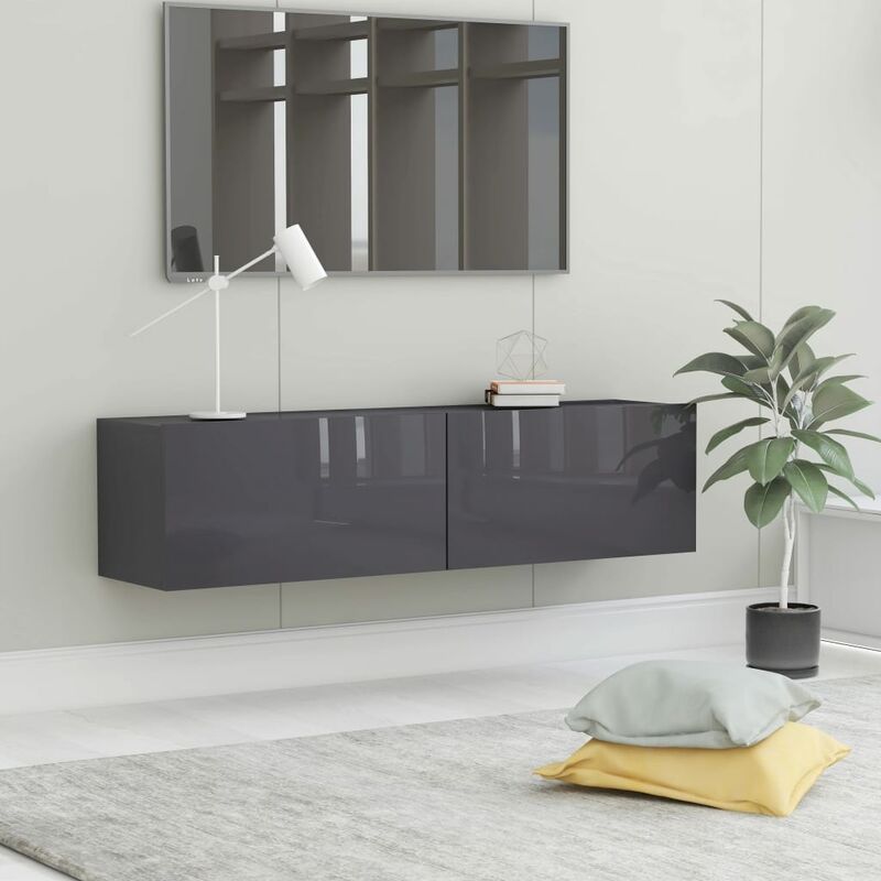 

Youthup - Mueble para TV de aglomerado gris brillante 120x30x30 cm - Gris