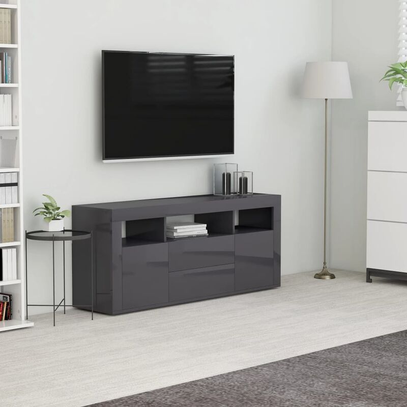 

Mueble para TV de aglomerado gris brillante 120x30x50 cm