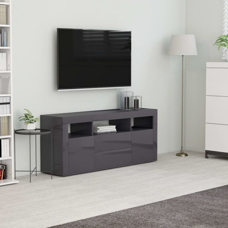 

Youthup - Mueble para TV de aglomerado gris brillante 120x30x50 cm - Gris