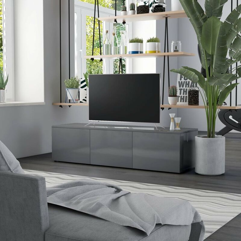 

Mueble para TV de aglomerado gris brillante 120x34x30 cm