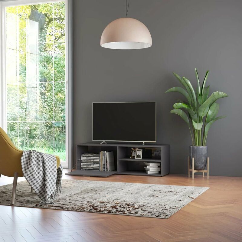 

Mueble para TV de aglomerado gris brillante 120x34x37 cm