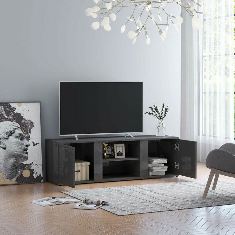 

Youthup - Mueble para TV de aglomerado gris brillante 120x34x37 cm - Gris